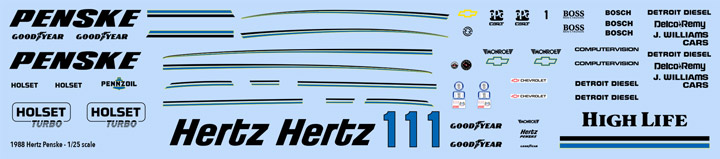 1988 Hertz Penske Decals
